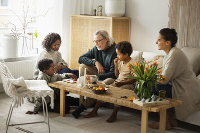 Family spending time together in living room