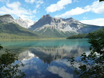 Scenic view of lake with mountains in background