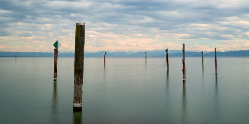 Poles in lake contance