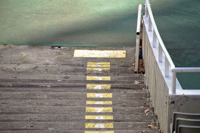 High angle view of staircase by road