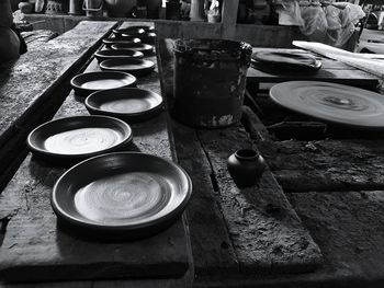 Close-up of glasses on table