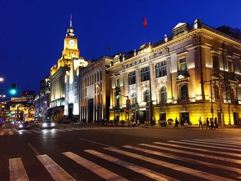 View of city street at night