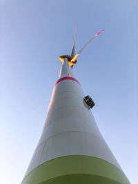 Low angle view of lighthouse against clear sky