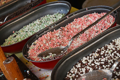 Close-up of dessert toppings