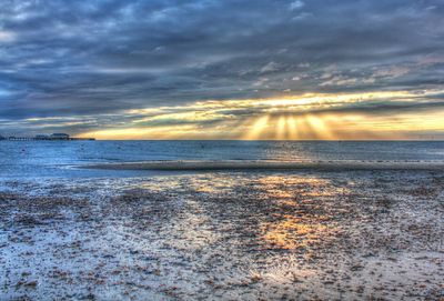Scenic view of sea during sunset