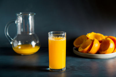 Close-up of drink in glass on table