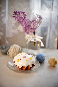 Close-up of dessert on table