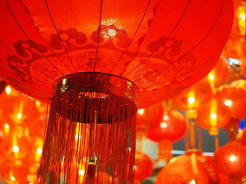 Low angle view of illuminated lanterns