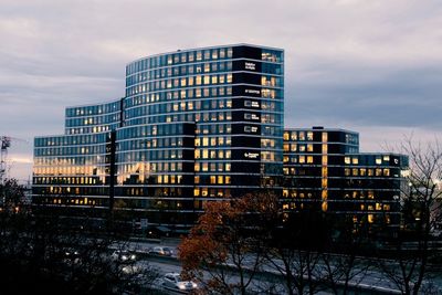 View of buildings in winter
