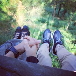 Low section of man and shoes on land