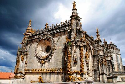 Low angle view of temple against cloudy sky