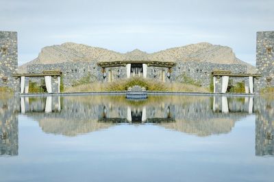 Reflection of built structures in water