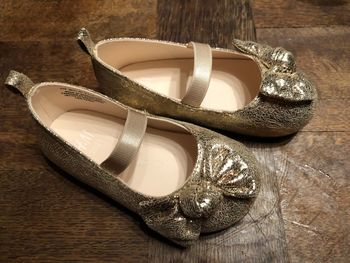 High angle view of shoes on table