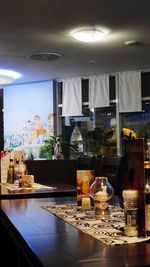 Interior of illuminated restaurant