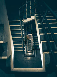 High angle view of spiral staircase in building