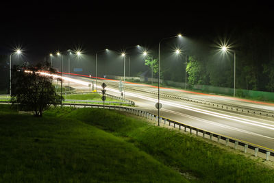 Light trails on street at night