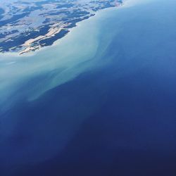 Aerial view of sea and mountains