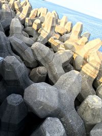Close-up of stack of rocks