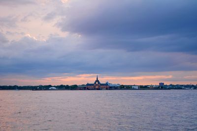 View of buildings against sky during sunset