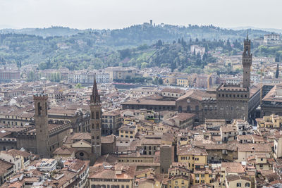 High angle view of buildings in city