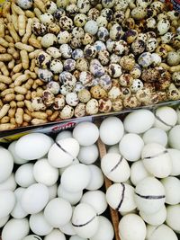 High angle view of vegetables for sale at market stall