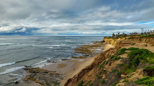 Scenic view of beach against sky