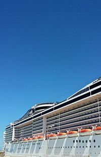 Low angle view of cruise ship against clear sky