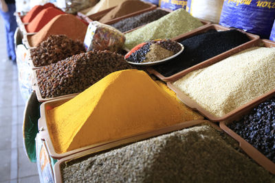 High angle view of food for sale