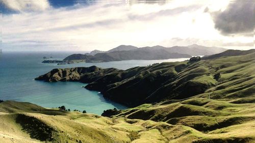 Scenic view of mountains against sky