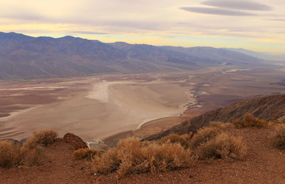 Aerial view of landscape against cloudy sky