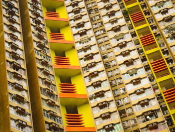 Low angle view of yellow buildings against sky