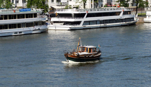 Boat sailing in river