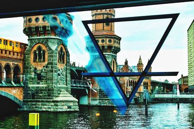 Reflection of built structure in water