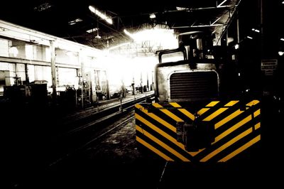 Railroad tracks at night