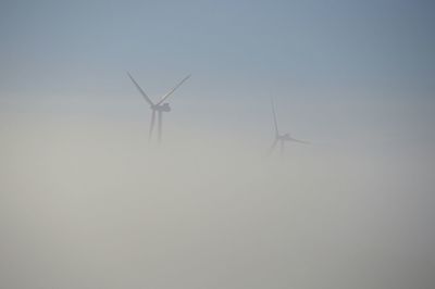 Windmills on landscape