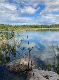 Scenic view of lake against sky