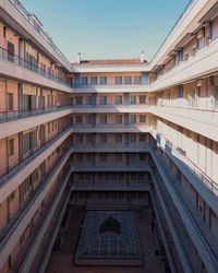 Low angle view of buildings against clear sky