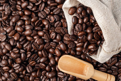 High angle view of coffee beans
