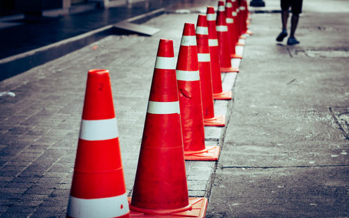 View of traffic cone on road