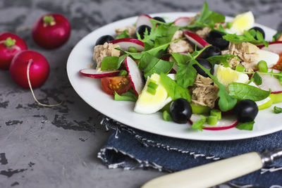 High angle view of salad in plate