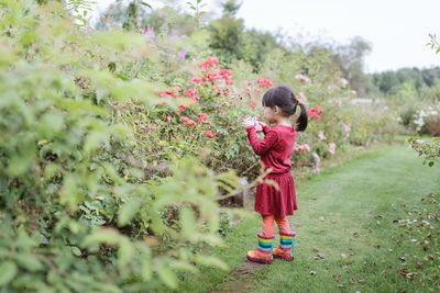 Full length of girl standing at park