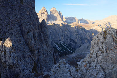 Scenic view of rocky mountains against sky