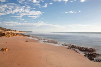 Scenic view of beach against sky