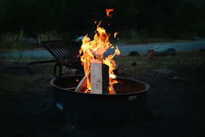 Close-up of fire at night