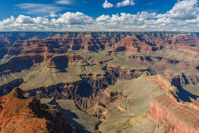 Aerial view of rock formations against dramatic sky