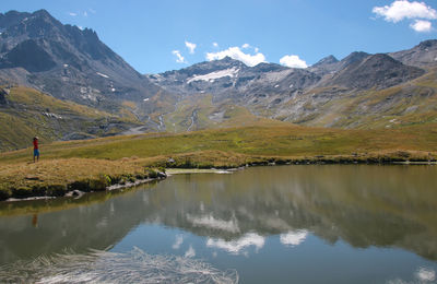 High mountain landscape in summer in les menuires in the tarentaise valley in the savoie