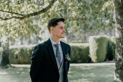 Young man looking away