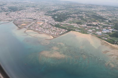 Aerial view of city and buildings