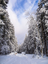 Scenic view of snow covered landscape against sky