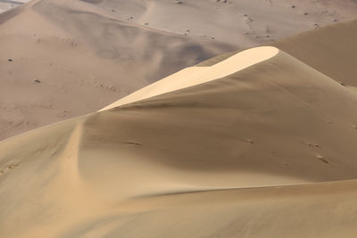 High angle view of sand dunes in desert